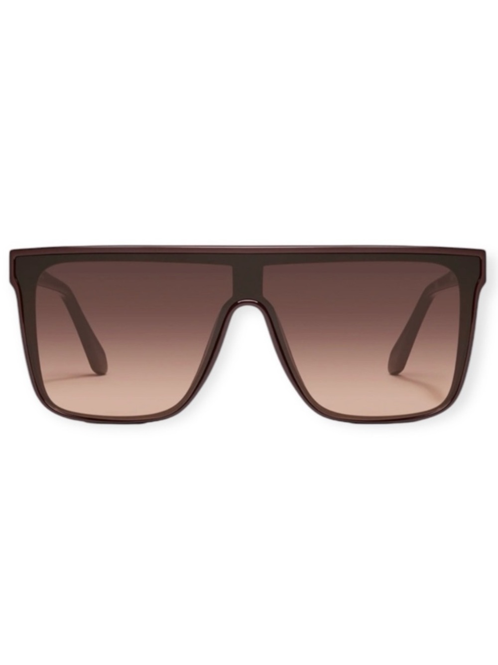 QUAY Nightfall Sunglasses Espresso Shield Frame Brown Fawn Gradient Lens NWT